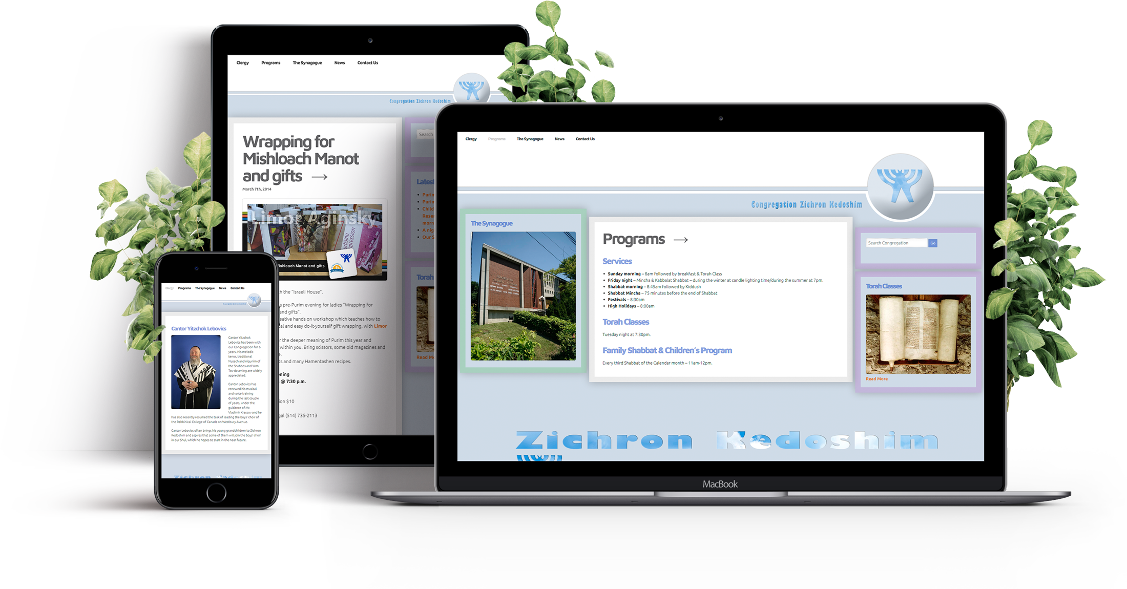 Zichron Kedoshim Congregation website design presentation